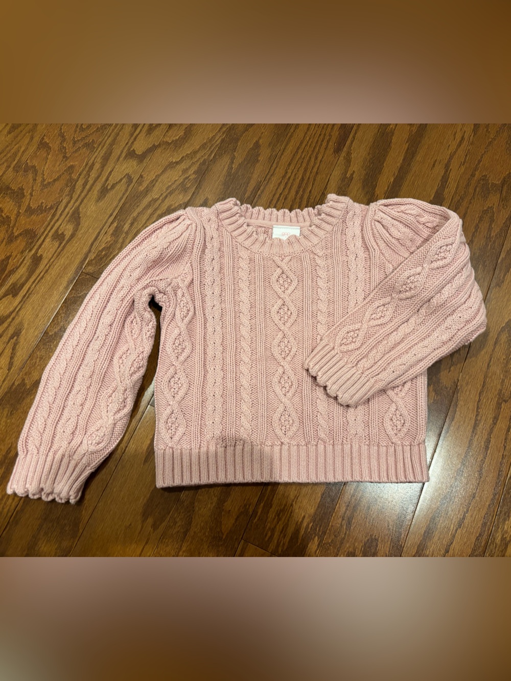GAP LoveShackFancy Blush Pink Cable Knit Crewneck Sweater